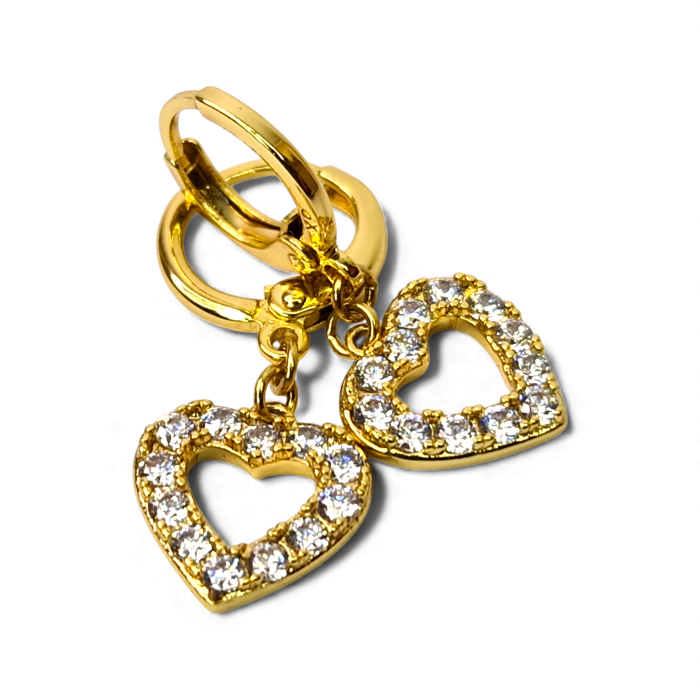 Cercei placați cu aur Carmen cu inimioare strălucitoare din cristale [5]