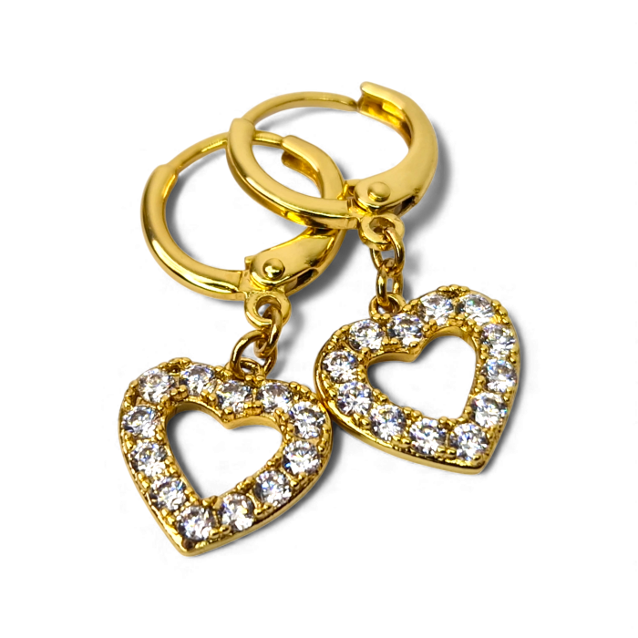 Cercei placați cu aur Carmen cu inimioare strălucitoare din cristale [1]