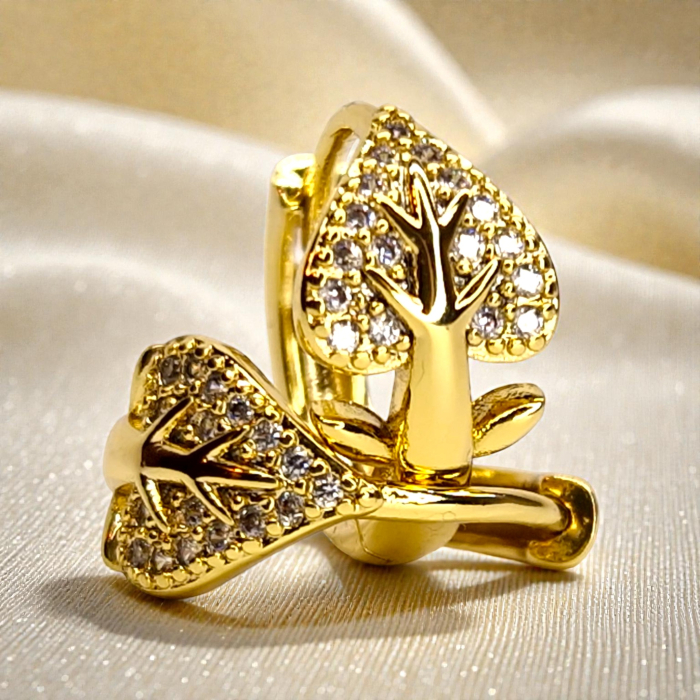 Cercei Carmina placați cu aur cu inimă și arbore al vieții [8]