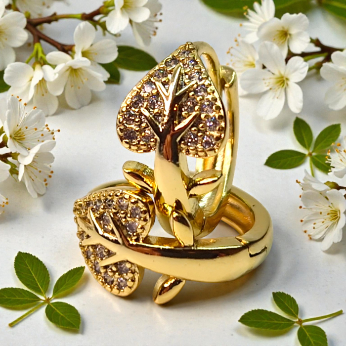 Cercei Carmina placați cu aur cu inimă și arbore al vieții [2]