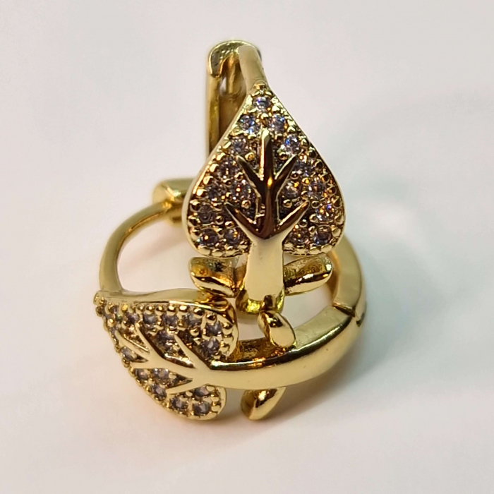 Cercei cu copacul vietii placati cu aur de 14k si incrustati cu cristale albe zirconiu [3]