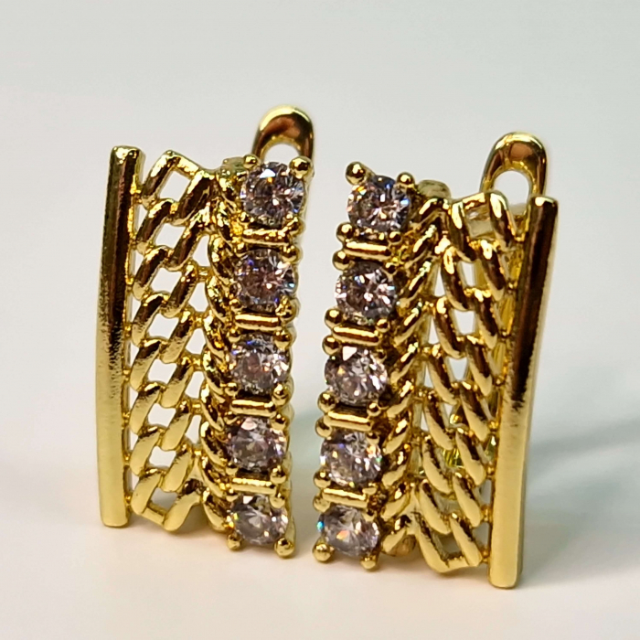 Cercei placati cu aur de 14k cu cristale albe din zirconiu [7]