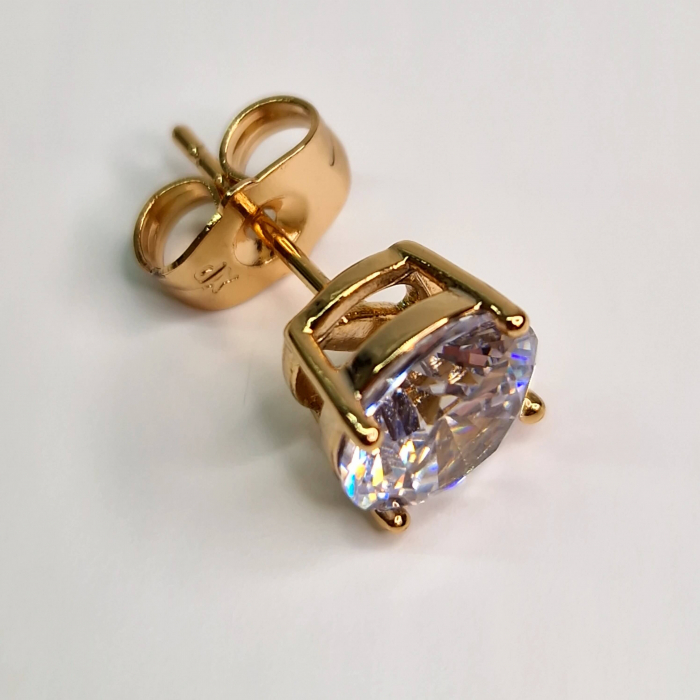 Cercei cu surub placati cu aur de 18k si cristal transparent din zirconiu [4]