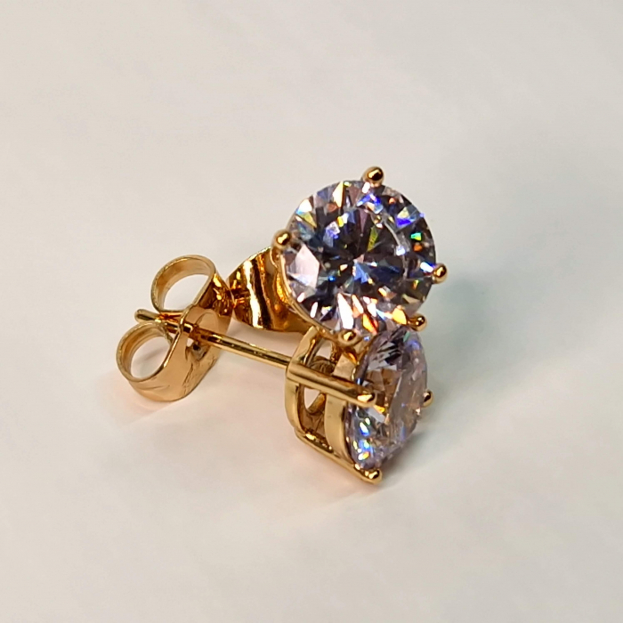 Cercei cu surub placati cu aur de 18k si cristal transparent din zirconiu [9]
