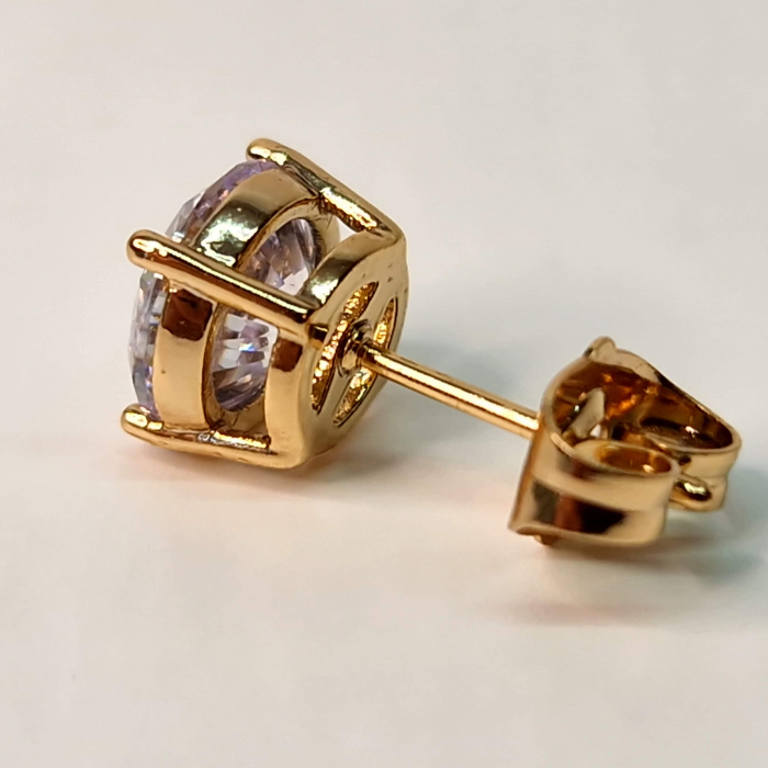 Cercei cu surub placati cu aur de 18k si cristal transparent din zirconiu [12]