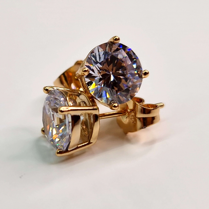Cercei cu surub placati cu aur de 18k si cristal transparent din zirconiu [1]