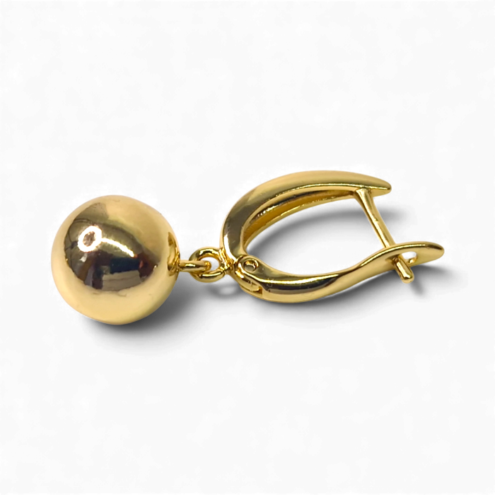 Cercei lungi cu placati cu aur de 14k cu biluta aurie [6]