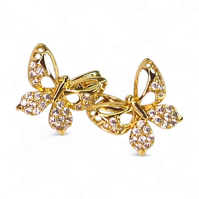 Cercei placați cu aur Corina în formă de fluture cu cristale [5]