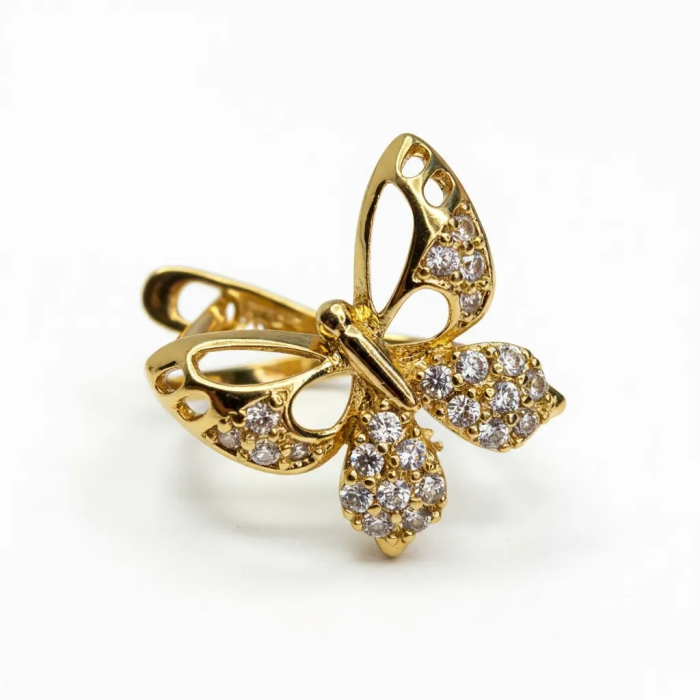 Cercei placați cu aur Corina în formă de fluture cu cristale [3]