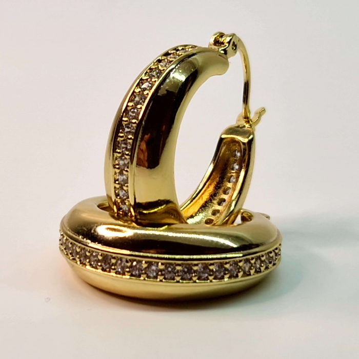 Cercei cu tortita placati cu aur de 14k incrustati cu cristale albe zirconiu [6]