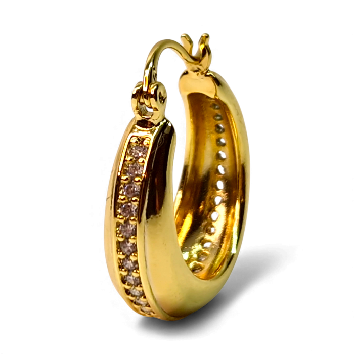 Cercei cu tortita placati cu aur de 14k incrustati cu cristale albe zirconiu [7]