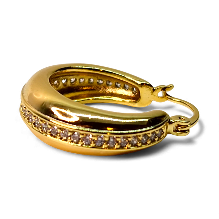 Cercei cu tortita placati cu aur de 14k incrustati cu cristale albe zirconiu [8]