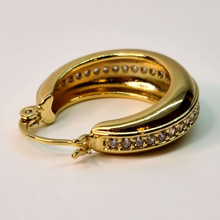 Cercei cu tortita placati cu aur de 14k incrustati cu cristale albe zirconiu [4]
