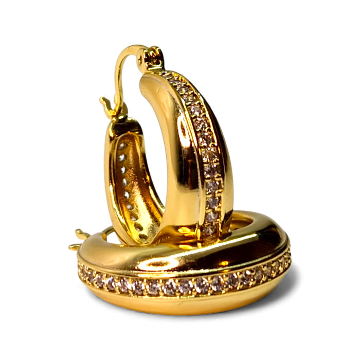 Cercei cu tortita placati cu aur de 14k incrustati cu cristale albe zirconiu [5]