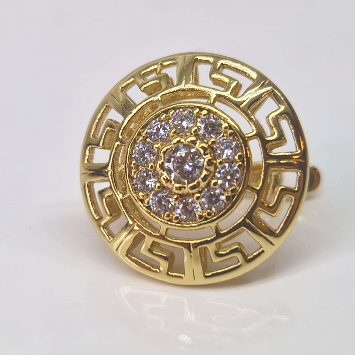 Cercei rotunzi cu filigram placati cu aur de 14k cu cristale albe zirconiu in mijloc [3]