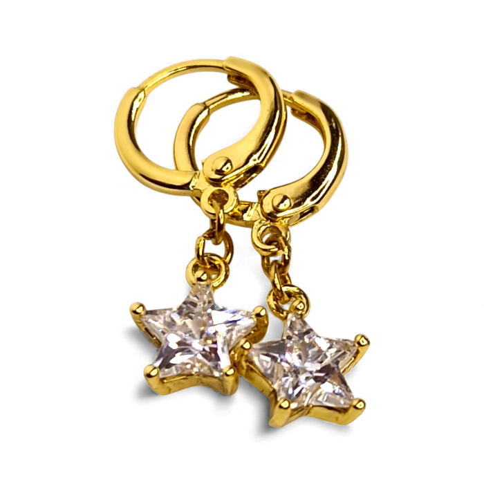 Cercei placați cu aur Delia cu steluțe din cristale strălucitoare [7]