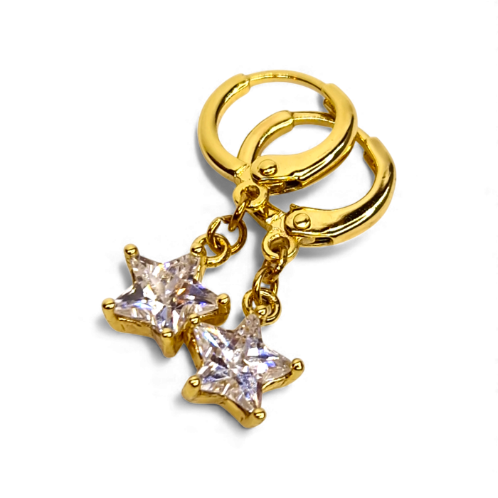 Cercei placați cu aur Delia cu steluțe din cristale strălucitoare [5]