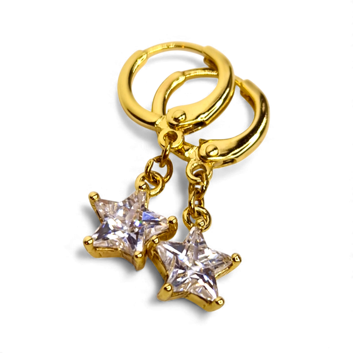 Cercei placați cu aur Delia cu steluțe din cristale strălucitoare [3]