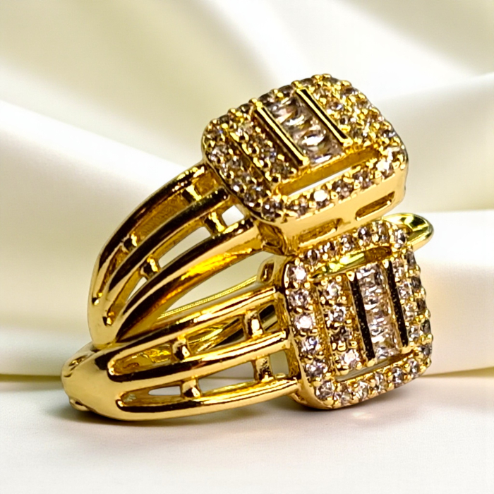 Cercei placați cu aur Denisa cu design pătrat și cristale fine [2]