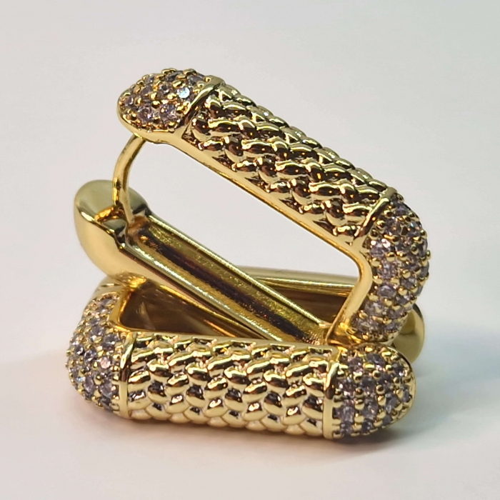 Cercei eleganti placati cu aur de 14k si cristale zirconiu albe [5]