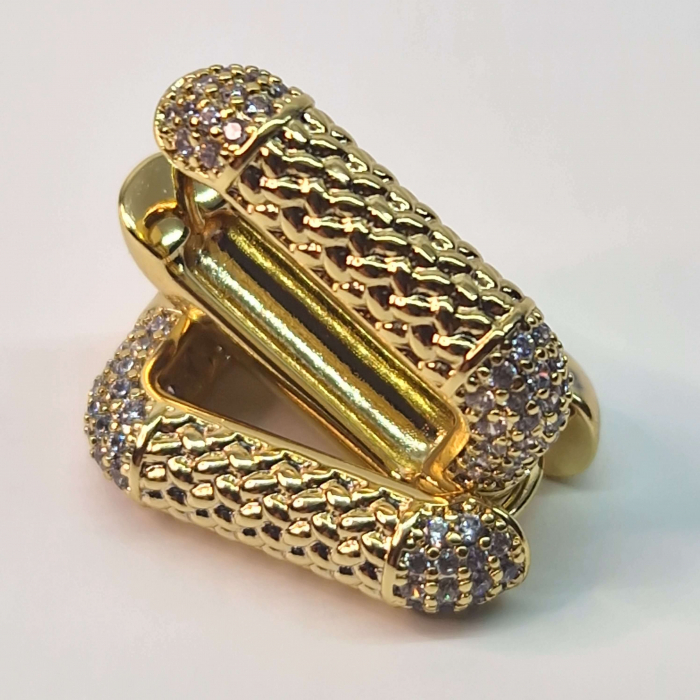 Cercei eleganti placati cu aur de 14k si cristale zirconiu albe [3]