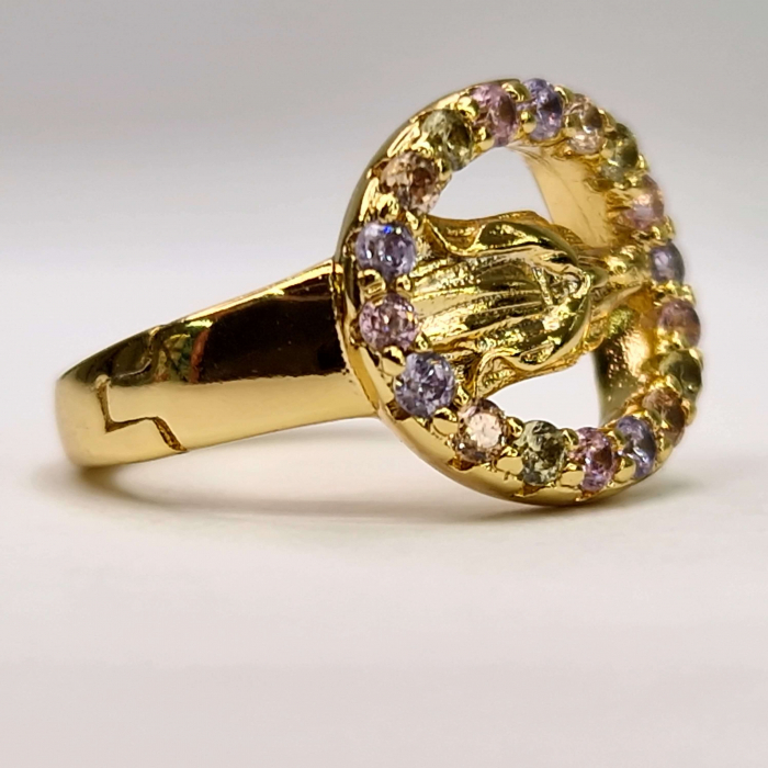 Cercei cu Maica Domnului placati cu aur de 14k si incrustati cu cristale multicolore din zirconiu [8]
