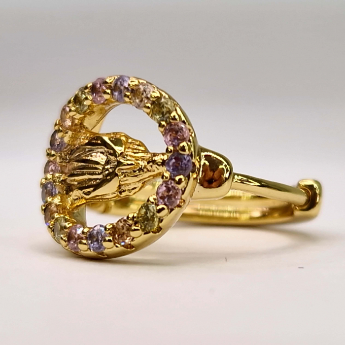Cercei cu Maica Domnului placati cu aur de 14k si incrustati cu cristale multicolore din zirconiu [6]
