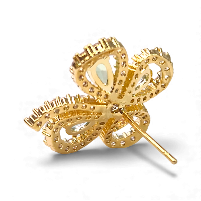 Cercei in forma de trifoi cu patru foi placat cu aur de 14k si incrustat cu cristale multicolore [3]