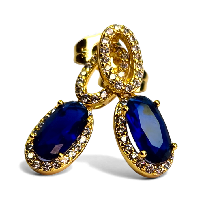 Cercei placați cu aur Emilia Blue cu pietre albastre și cristale [1]