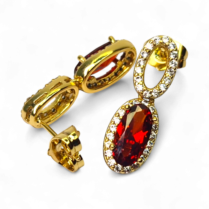 Cercei placați cu aur Emilia Red – Eleganță vibrantă [5]