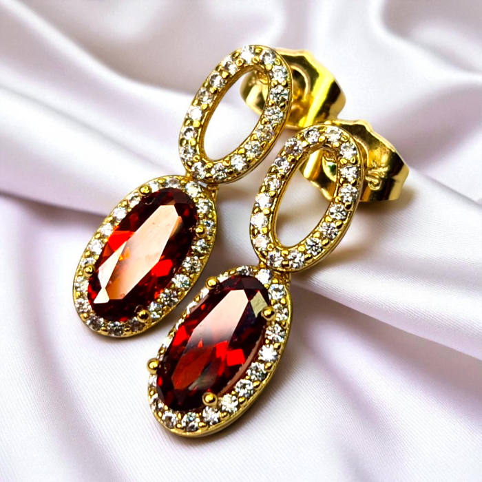 Cercei placați cu aur Emilia Red – Eleganță vibrantă [2]