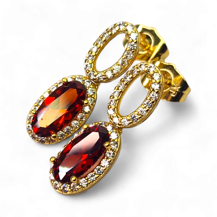 Cercei placați cu aur Emilia Red – Eleganță vibrantă [3]