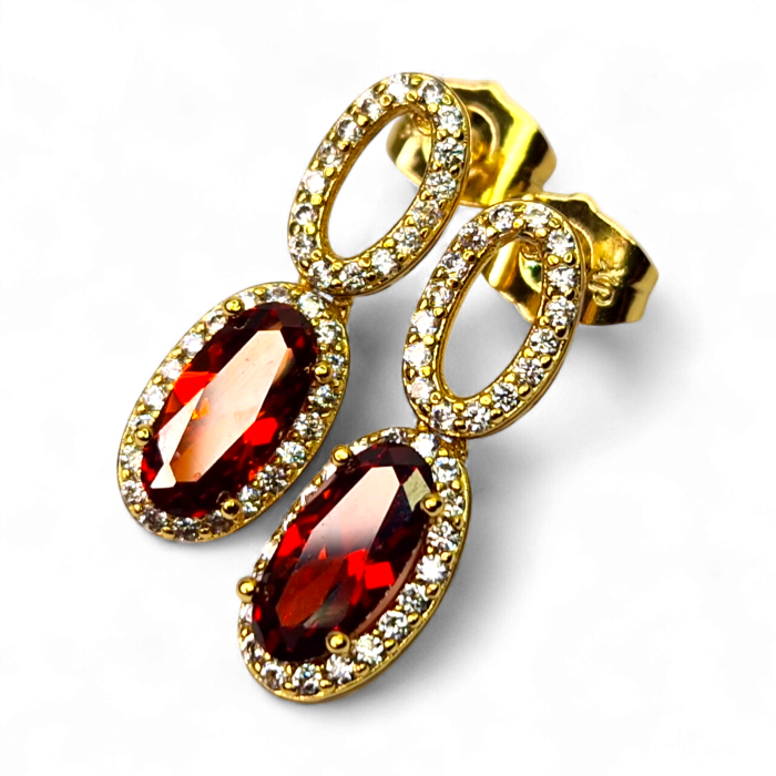 Cercei placați cu aur Emilia Red – Eleganță vibrantă [1]