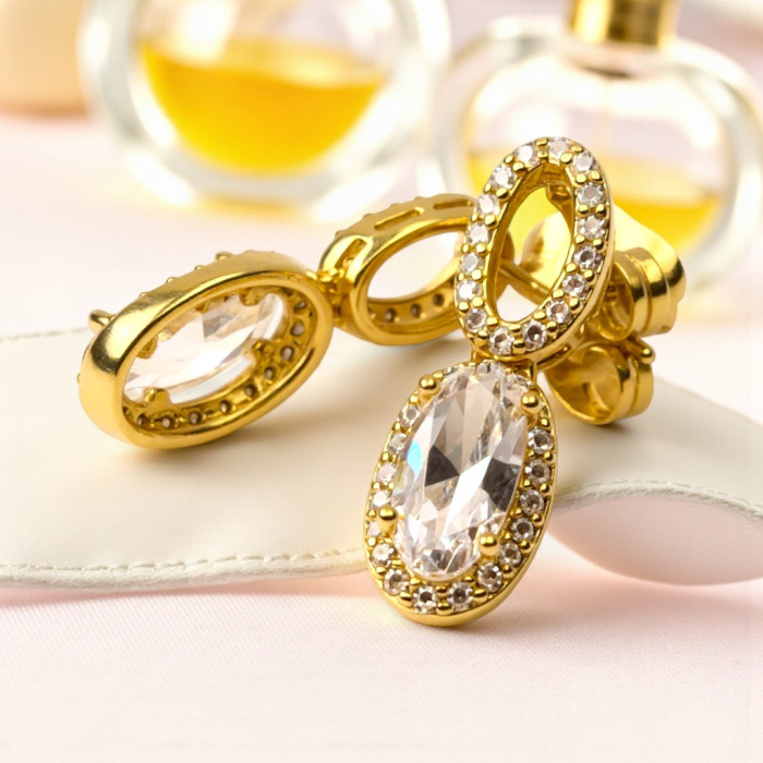 Cercei placați cu aur Emilia White – eleganță pură [8]