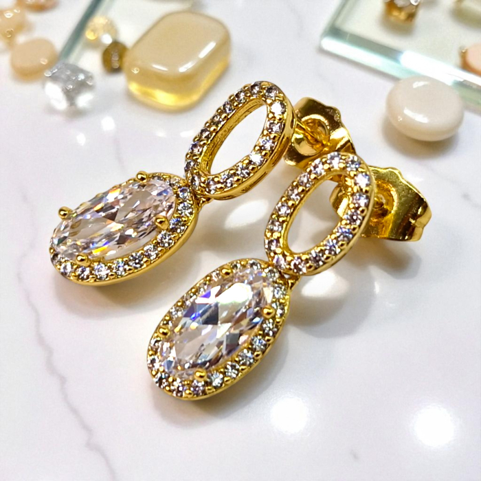 Cercei placați cu aur Emilia White – eleganță pură [5]