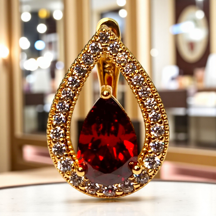 Cercei placați cu aur Francesca Red – eleganță și pasiune [8]