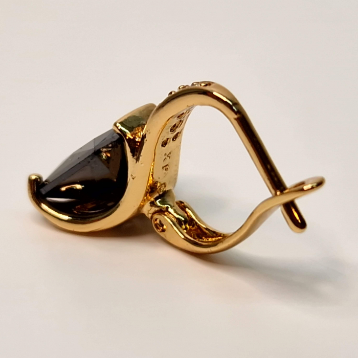 Cercei placati cu aur de 18k cu un cristal negru AAA zirconiu [7]