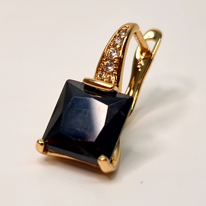 Cercei placati cu aur de 18k cu un cristal negru AAA zirconiu [4]