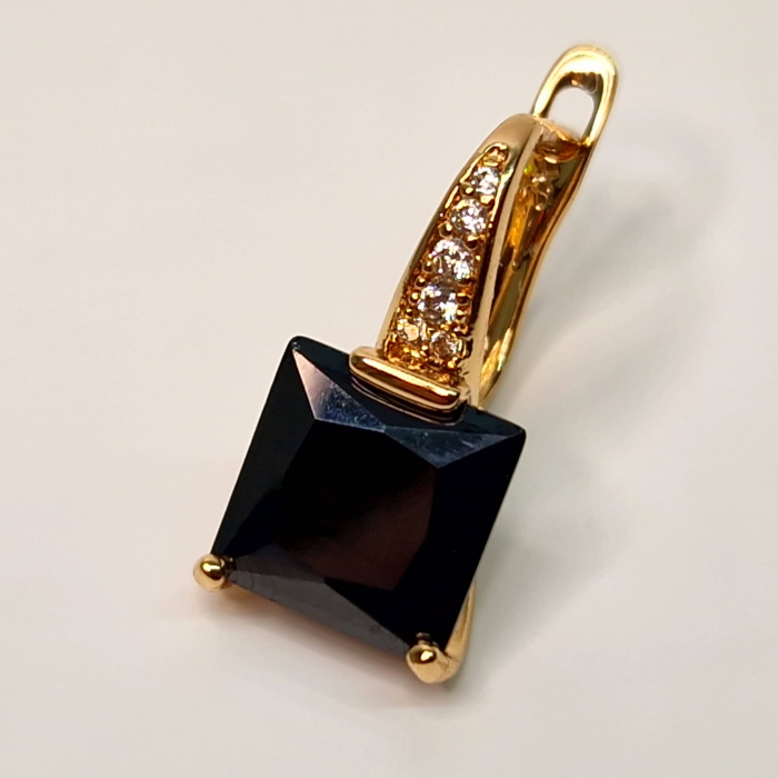 Cercei placati cu aur de 18k cu un cristal negru AAA zirconiu [6]