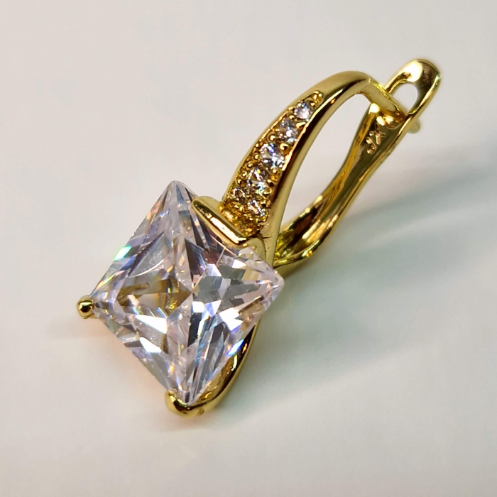 Cercei placati cu aur de 14k cu cristal transparent central [9]
