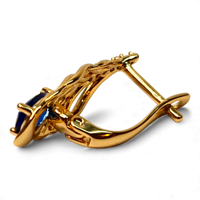 Cercei Giuliana Blue placați cu aur cu zirconie albastră și design tip frunză [7]