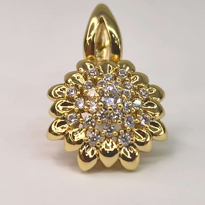Cercei de ocazie placati cu aur de 14k in forma de floare incrustati cu cristale albe zirconiu [7]