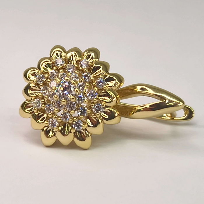 Cercei de ocazie placati cu aur de 14k in forma de floare incrustati cu cristale albe zirconiu [3]