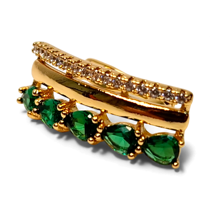 Cercei placati cu aur roz de 18k cu cristale verzi si zirconii albe [8]