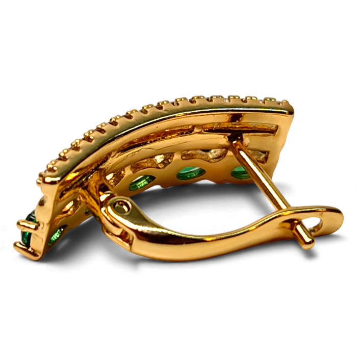 Cercei placati cu aur roz de 18k cu cristale verzi si zirconii albe [7]