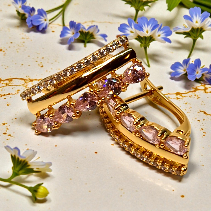 Cercei placati cu aur Jessica Pink [2]