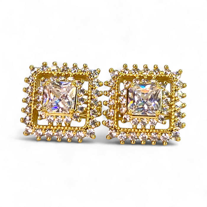 Cercei Katherine placați cu aur cu cristal pătrat zirconiu [7]