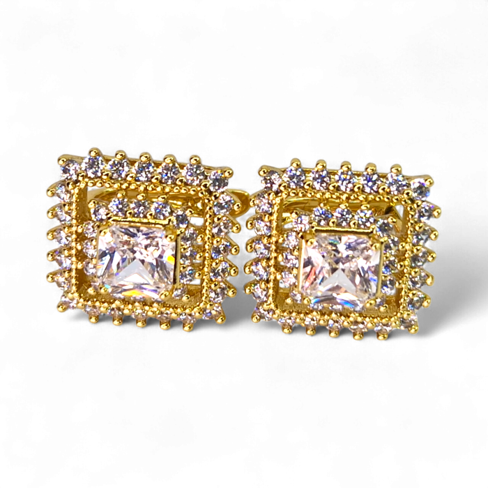Cercei Katherine placați cu aur cu cristal pătrat zirconiu [1]