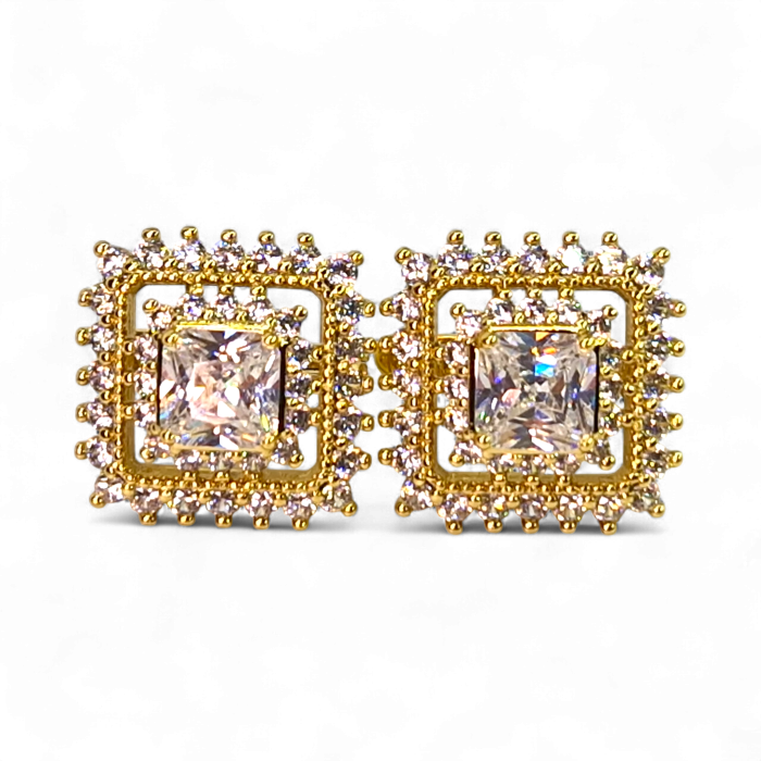 Cercei Katherine placați cu aur cu cristal pătrat zirconiu [5]