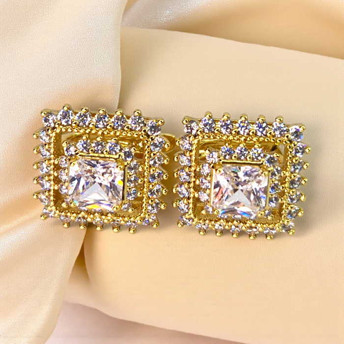 Cercei Katherine placați cu aur cu cristal pătrat zirconiu [2]